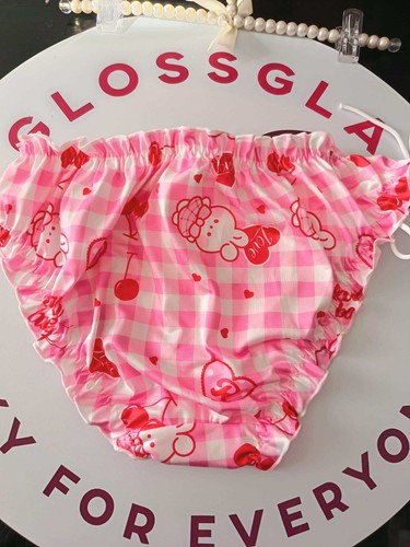 Pink gingham kawaii bear - pink,