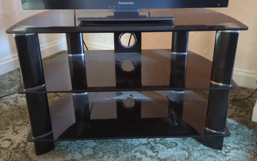 Black glass chrome tv - glass,