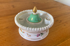 Rare Royal Crown Derby Inkwell Hand Painted Floral with Gold Trim c1920
