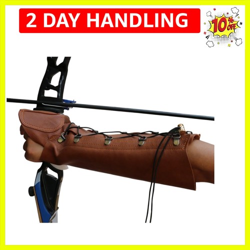 Handmade leather arm guard - leather, bow