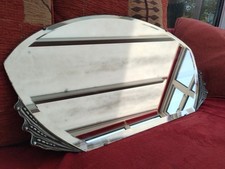 Large Old Antique  Bevelled Edge Art Deco Wall Mirror 69cm X 41cm. Reg No 769552