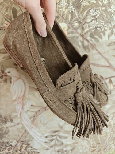 Zara taupe green - taupe, fringe