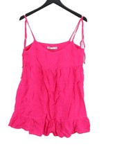 Zara Women's Midi Dress M Pink 100% Linen Sleeveless Midi Round Neck Tank Dress