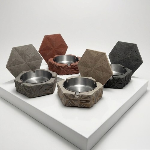 Geometric concrete ashtray - geometric,
