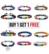 Crystal Gemstone 7 Chakra Bracelet Natural Stone Chip Bead Anxiety Bangle Reiki