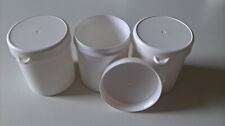 White Plastic air/water tight stackable pots/containers/tubs.