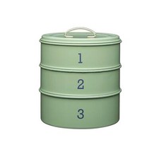 Kitchencraft Nostalgia 3-Tier Metal Cake Storage Tin - Sage
