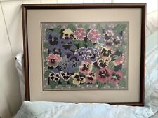 Pansies Completed Primavera Tapestry Pastel Pansies by Joanna Allen Framed