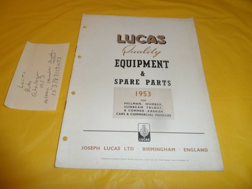 Lucas parts catalogue 1953 - parts,