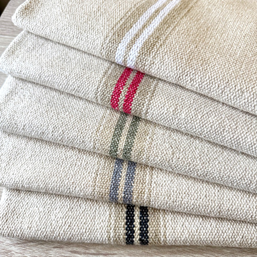 Thick french linen look stripe - french,