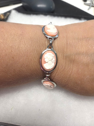 Vtg silver tone pink - , white