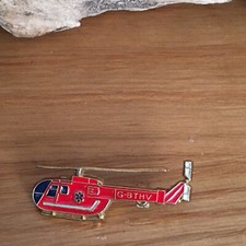 Vintage Enamel Pin Badge Red Helicopter G-BTHV Stick Pin Badge