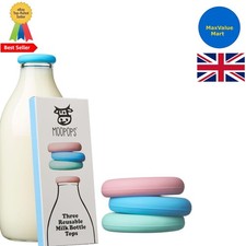 Pastel Silicone Bottle Caps - 3 Pack for UK One Pint Milk Bottles, Airtight Seal