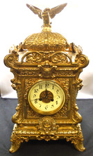 CLOCK - ANTIQUE 19th Century French Brass " AD Mougin  " Mantel Clock Circa 1881
