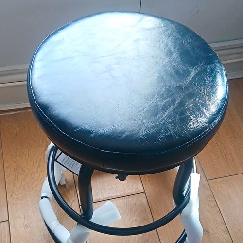 Black round upholstered - black,