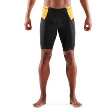 SKINS Mens Black Yellow TRI Brand Half Leg Tights Size Medium BNWT