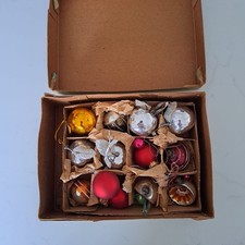 Box of assorted vintage Christmas baubles