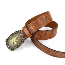 Bull Pattern Buckle Belt PU