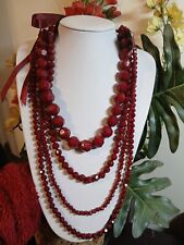 Phase Eight Cherry Red Multi-layer Ribbon Necklace