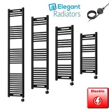 Black 400 mm Electric Heated Towel Rail Radiator Bathroom Prefilled WIFI Smart