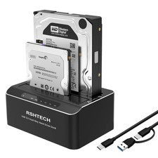 RSHTECH Hard Drive Docking Station Dual Bay, Aluminum External 2.5 & 3.5
