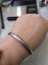 Art Deco Diamond Cut Sterling Silver Hinged Bangle 7g 