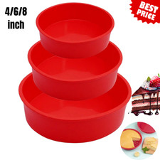 4/6/8 inch Silicone Cake Tin Round Mould Non-stick Baking Pan Bakeware Sponge