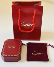 Cartier Earring Box Set Jewelry Packaging Display Case, Velvet Pouch & Gift Bag