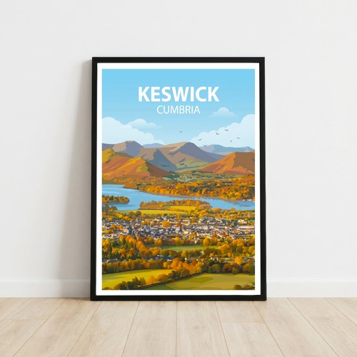 Keswick cumbria travel poster - cumbria,