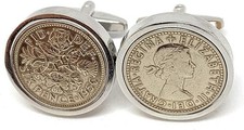 59th Birthday Sixpence Coin Silver Plated Cufflinks Heads @ Tails Gift Box