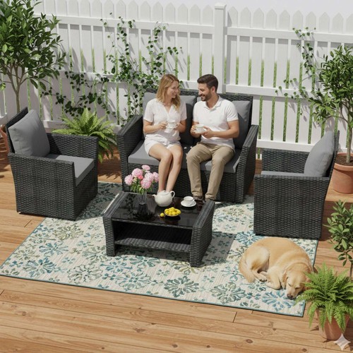 Rattan furniture set 4pcs - rattan,