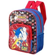 Kids Sonic The Hedgehog Sega Deluxe Backpack Rucksack School Book Lunch Bag