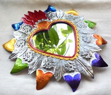 Mexican tin Heart Mirror