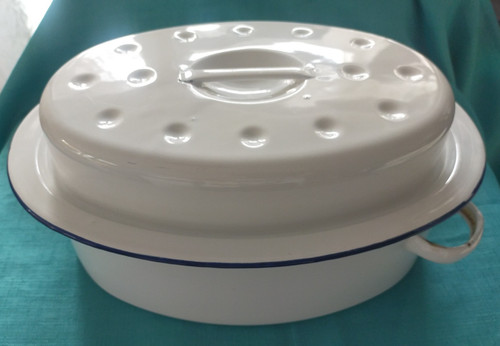 Vintage enamel oval roasting - enamel,