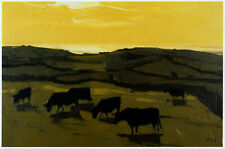 Welsh Black Cows Aberffraw Anglesey Kyffin Williams print in 11x14 mount