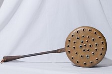 Vintage Hand Forged Solid Copper Lidded Chestnut Roasting Pan