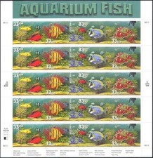 USA 1999 Aquarium Fish/Marine/Nature/Crabs/Snails/Coral 20v s/a sheet (b5905)