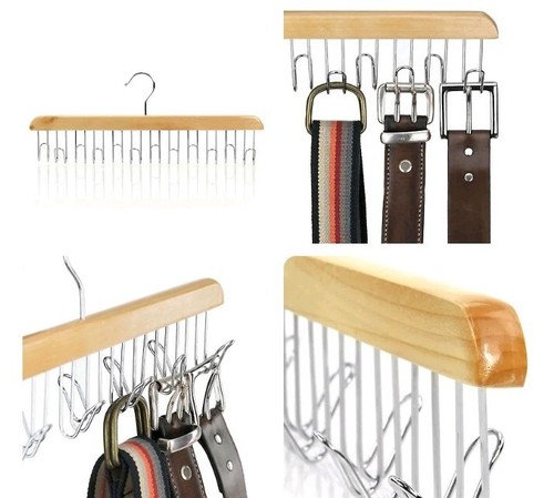 Wooden belt hanger organiser - ,