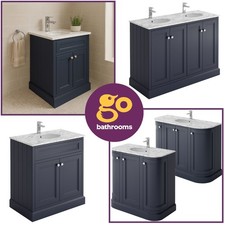 Grey Traditional Vanity Unit Marble Top Ceramic Basin Sink 600 800 900 1200mm