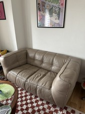 Vintage Beige Leather 2 Seater