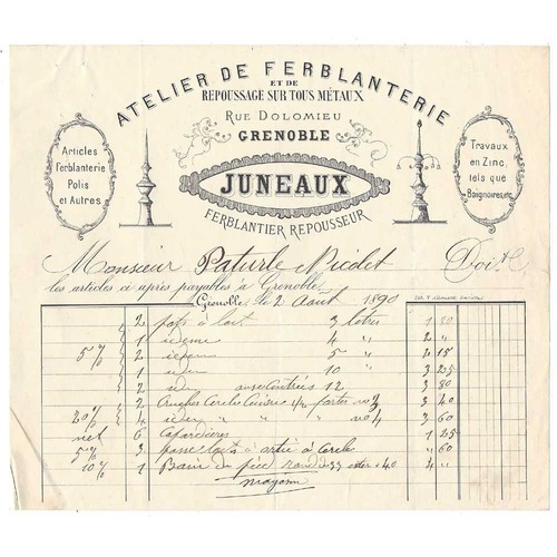 1890 billhead tinsmith - 1890, tinsmith,
