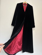 Per Una Black Velvet Riding Coat 12 Red Satin Edwardian Victorian Gothic Xmas
