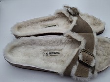 BIRKENSTOCK FUR GREY SUEDE MADRID SANDALS - UK 8, EUR 42 NARROW