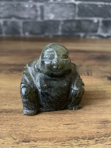 Hand carved labradorite buddha - carved,
