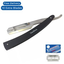 BARBER SALON STRAIGHT CUT THROAT SHAVING RAZOR - Black