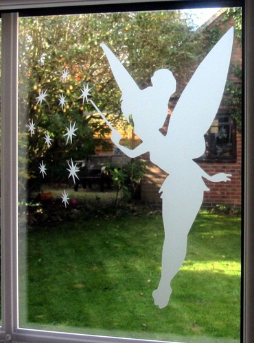 Etched glass tinkerbell - glass,