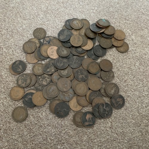 Job lot old copper pennies - ,