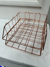 Rose Gold Letter Trays 2pcs Stackable Paper Sorter Desk Organiser File Holder