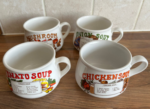 Vintage recipe soup mugs bowls - vintage,