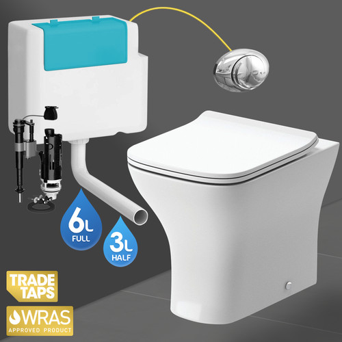 Square back wall toilet wc - square,